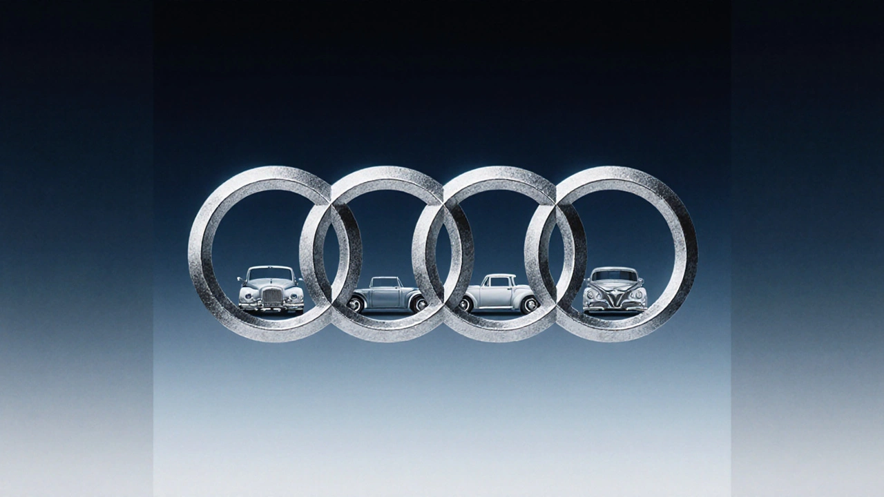 Čtyři prstence loga Audi symbolizují spojení čtyř původních automobilových firem z roku 1932.