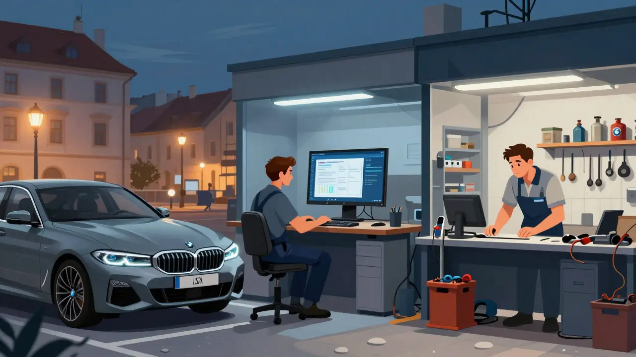 Porovnání tří typů servisů pro BMW: oficiální centrum, specializovaný servis a běžný autoservis.