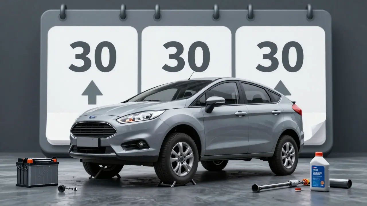 Auto zvednuté na podpěrách s krytem, baterií a stabilizátorem paliva.